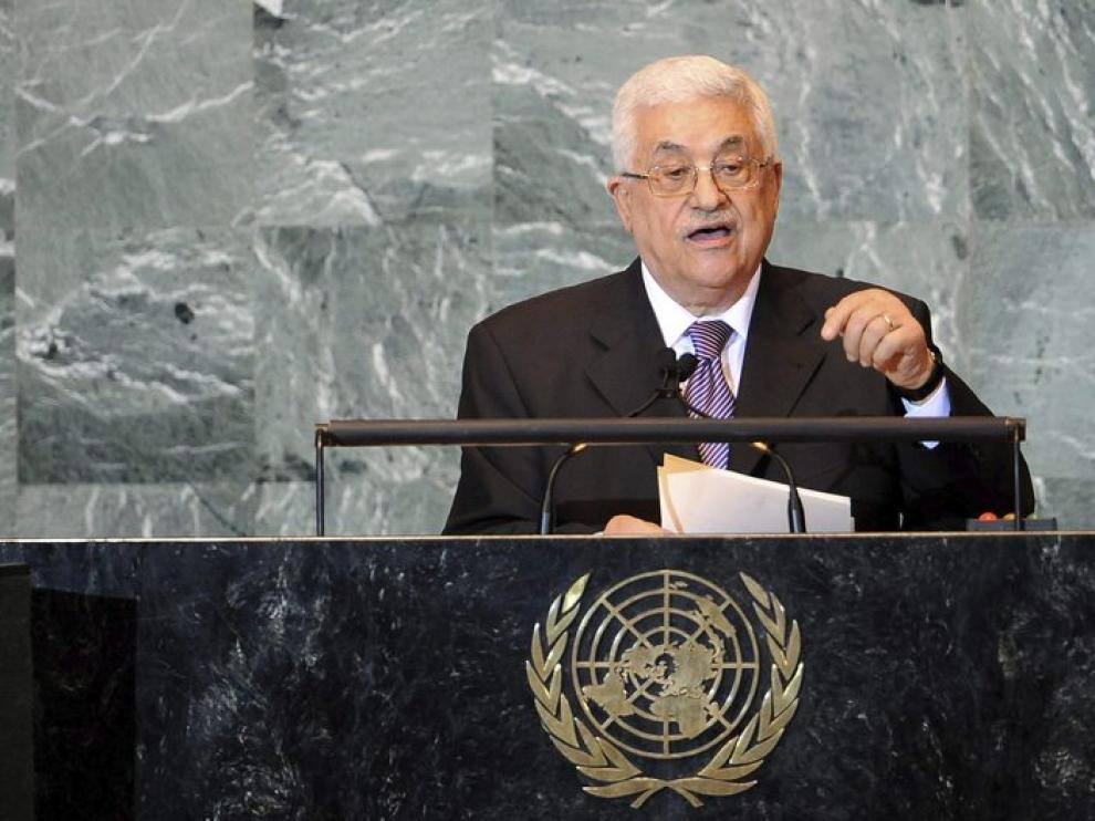 El presidente de la ANP, Mahmud Abás, durante su intervención en la ONU