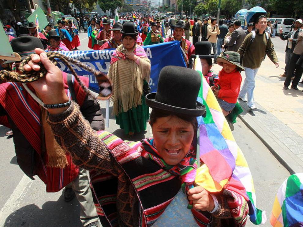 Manifestación de indígenas bolivianos