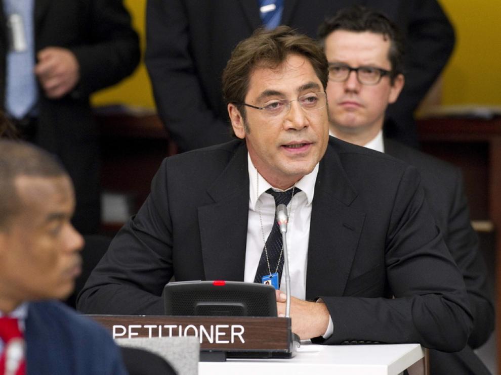 El actor español Javier Bardem en la sede de la ONU