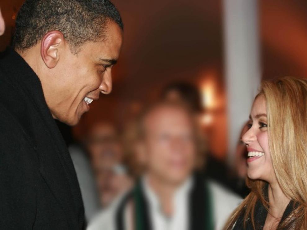 La cantante colombiana junto al presidente estadounidense
