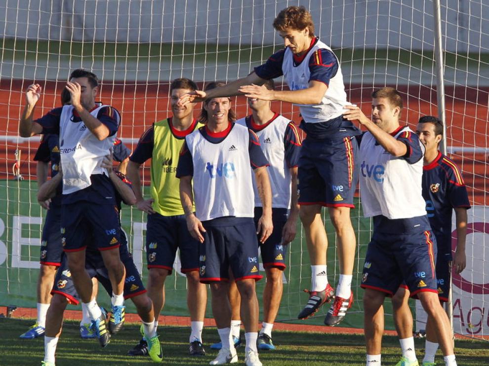 Los jugadores de la Selección en un entrenamiento