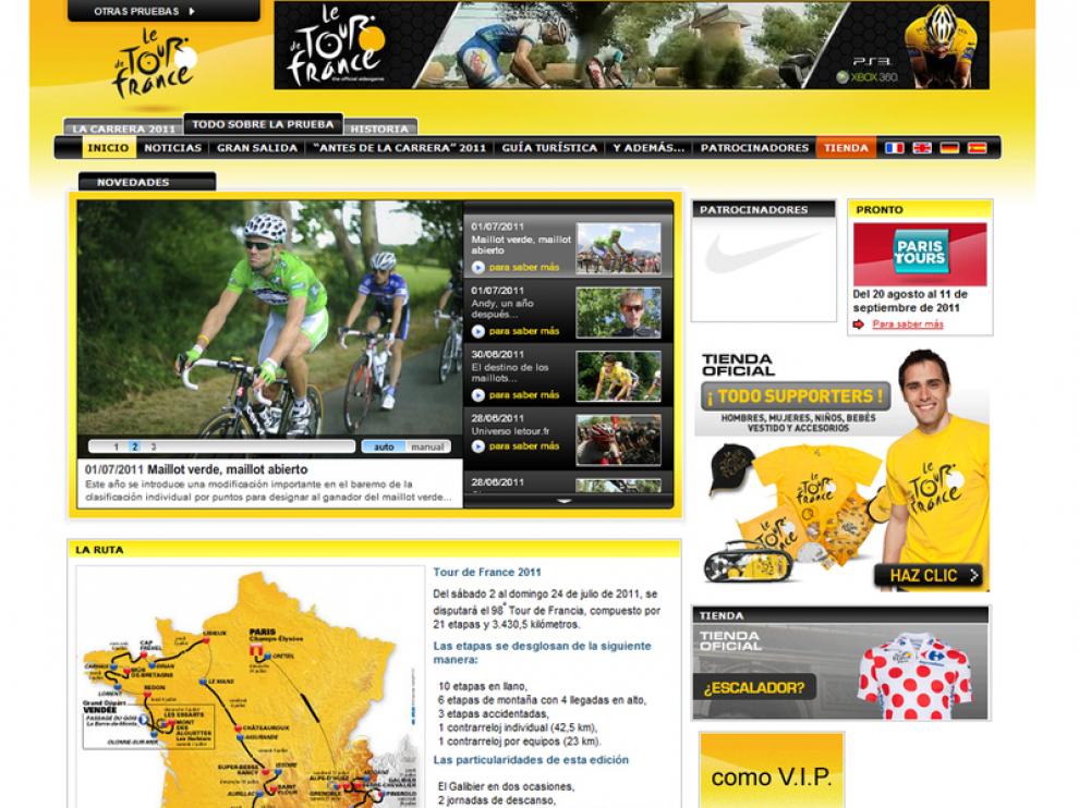Captura de la web del Tour, esta tarde