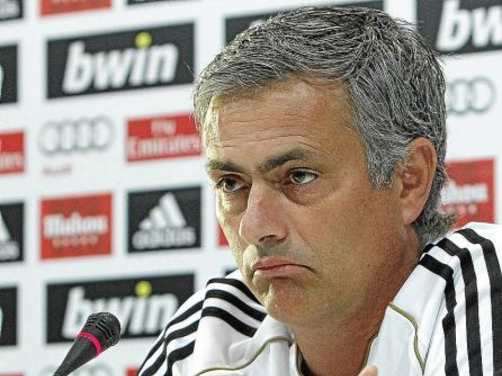 José Mourinho, entrenador del Real Madrid, en la rueda de prensa de ayer
