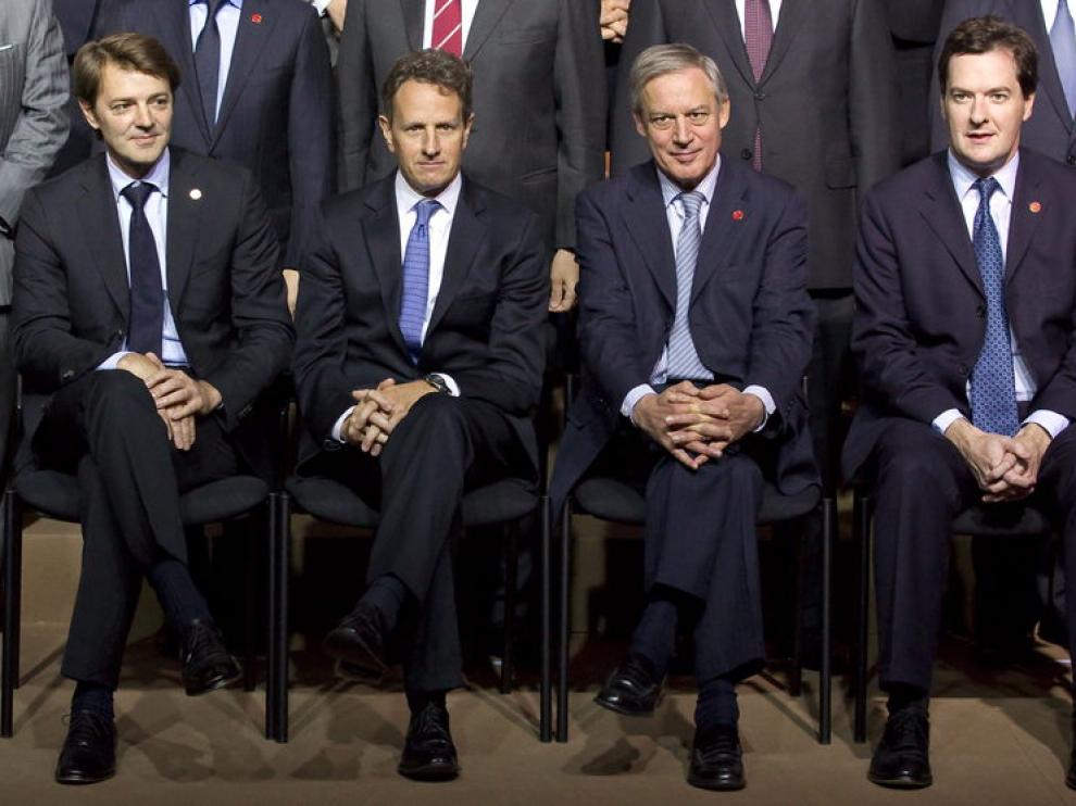 Baroin, Geithner, Noyer y Osborne, en la reunión de París