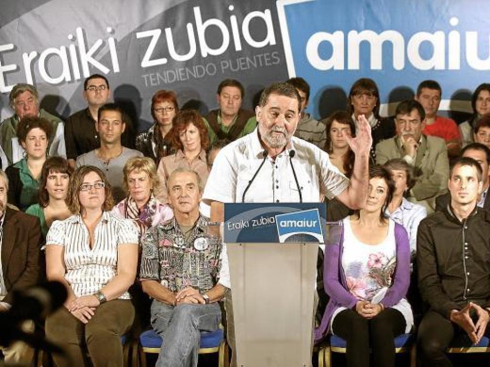 Iñaki Antigüedad en la presentación de las candidaturas de Amaiur, ayer en Bilbao.