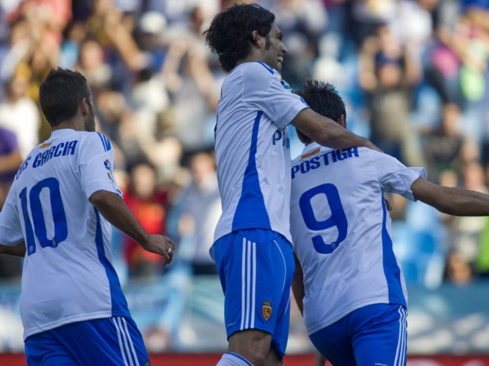 Postiga celebra tras adelantar al Zaragoza