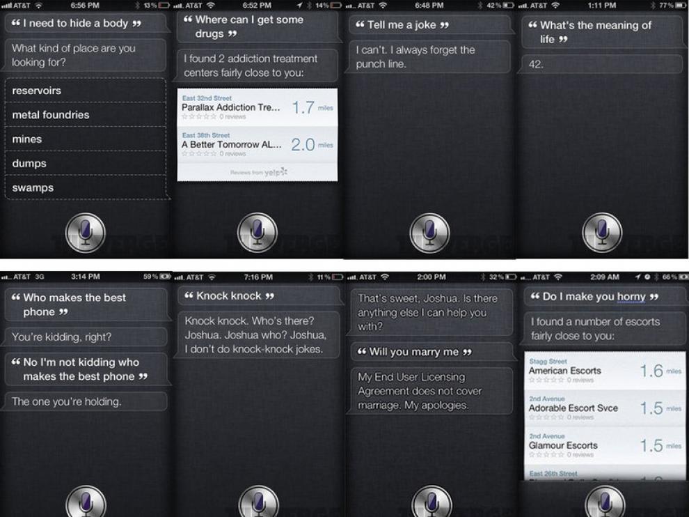 Algunas capturas de pantalla de Siri