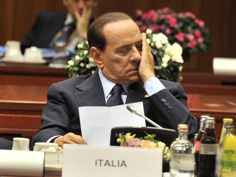 Berlusconi durante la cumbre europea