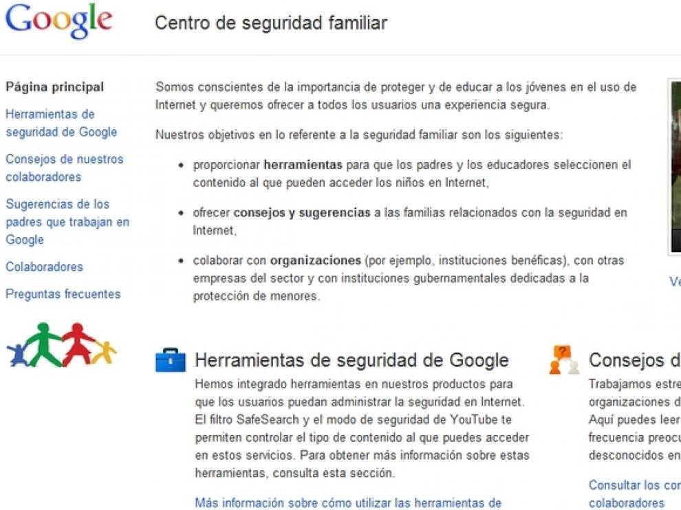 Aspecto que presenta el nuevo servicio de Google con consejos de seguridad en Internet para proteger a niños y jóvenes