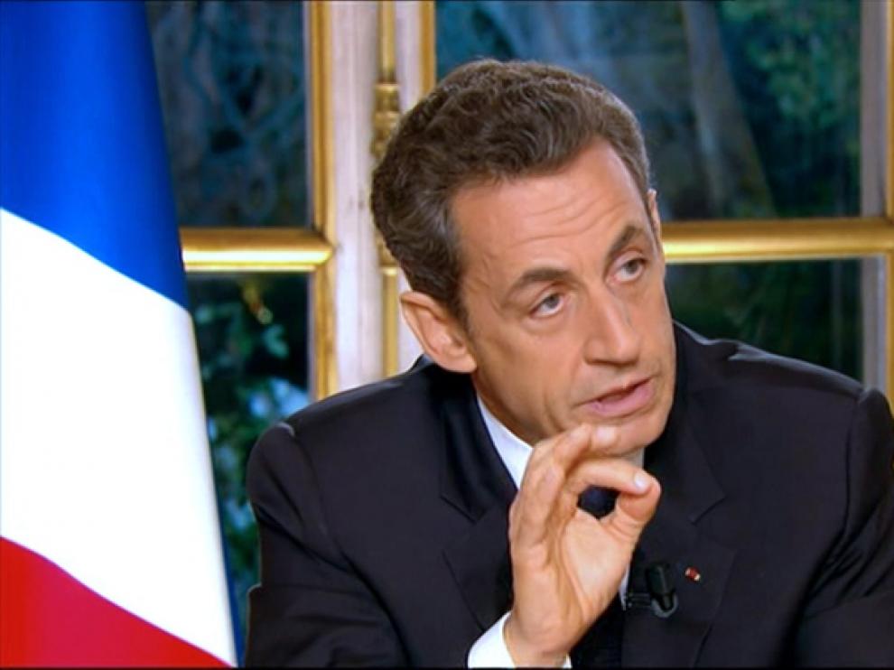 El presidente francés, Nicolas Sarkozy, durante la entrevista