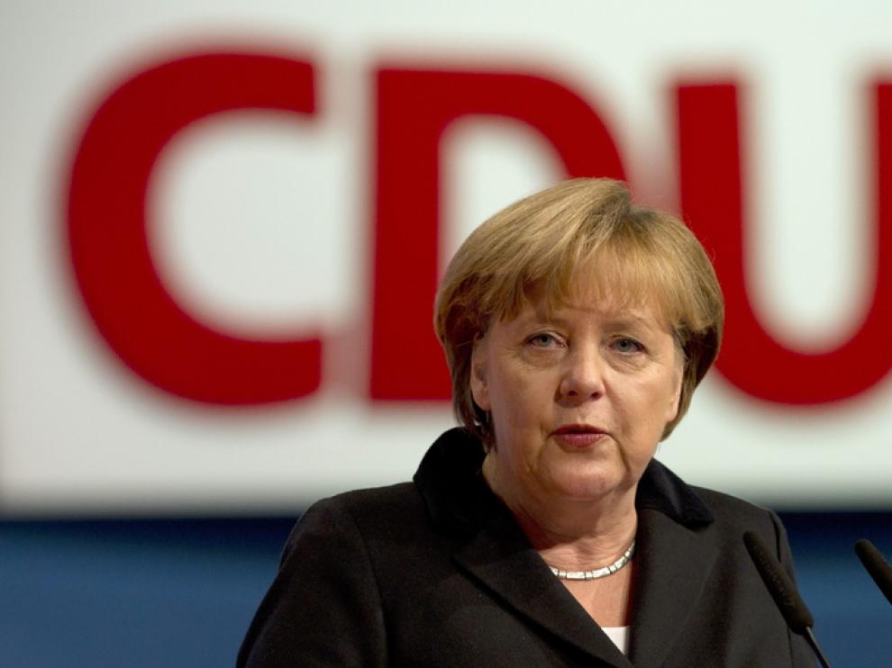 Angela Merkel durante el acto de la CDU
