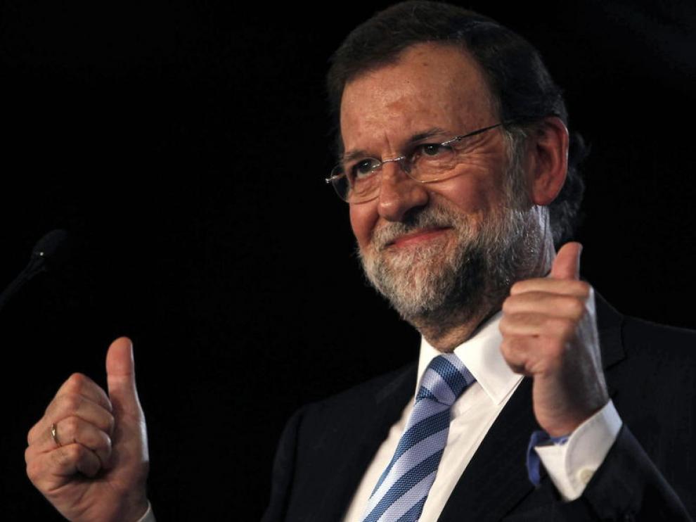 Mariano Rajoy, candidato a la presidencia del Gobierno, durante un mitin en Cataluña.