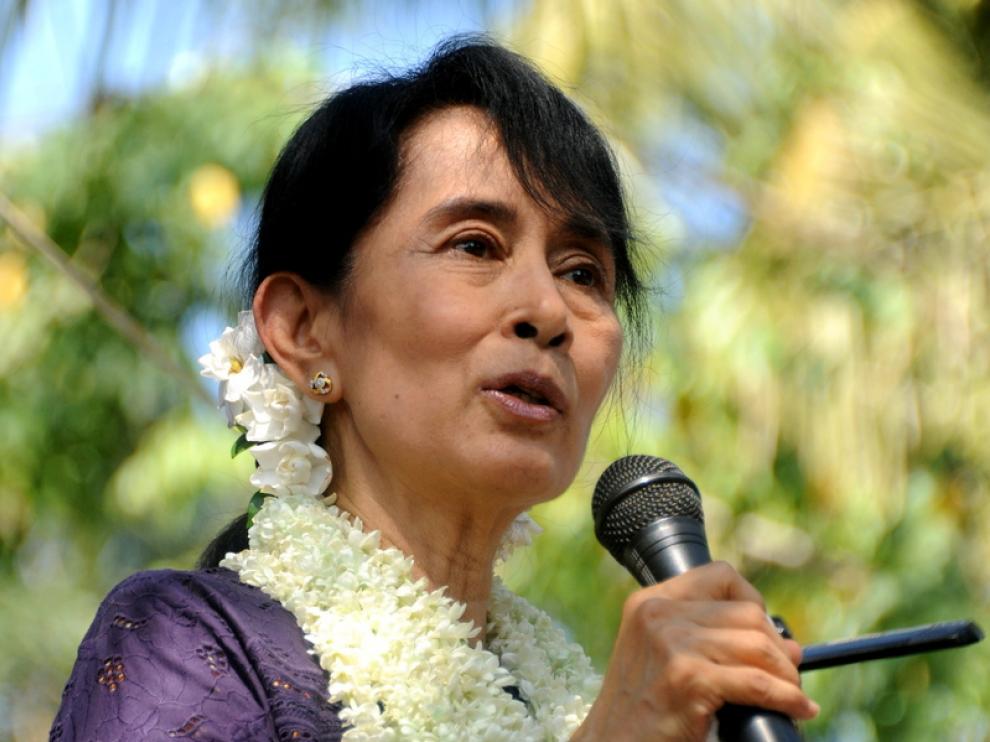 La premio Nobel de la paz Aung San Suu Kyi