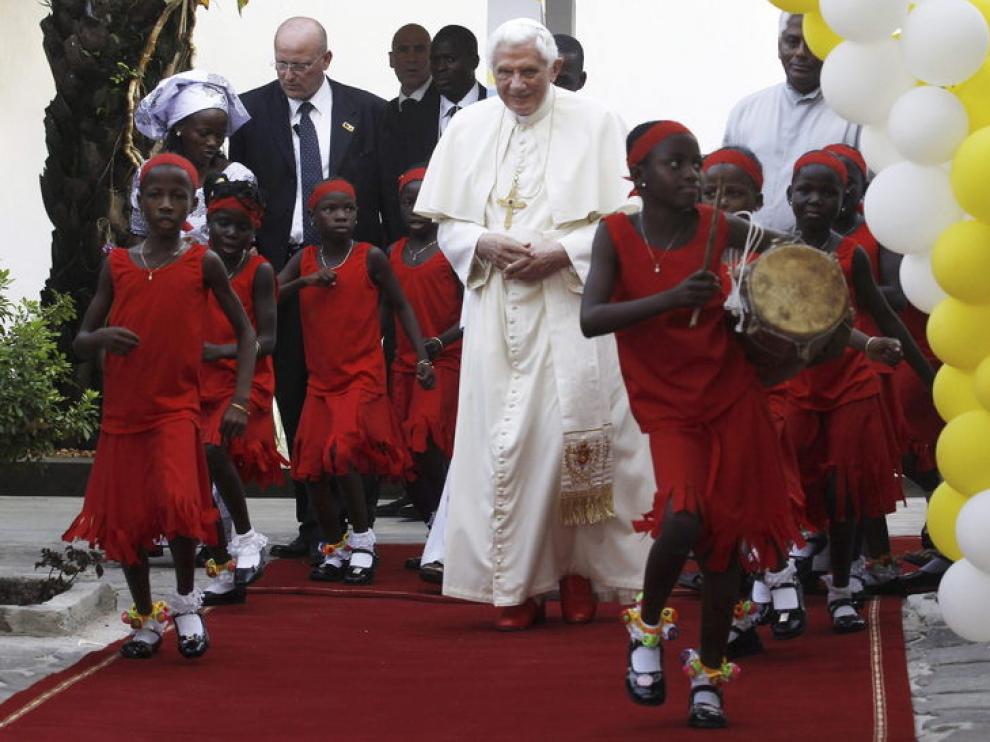 El Papa, durante su visita a Benin