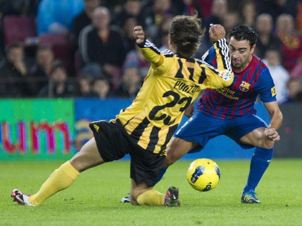 Imagen del encuentro entre el Real Zaragoza y el Barça