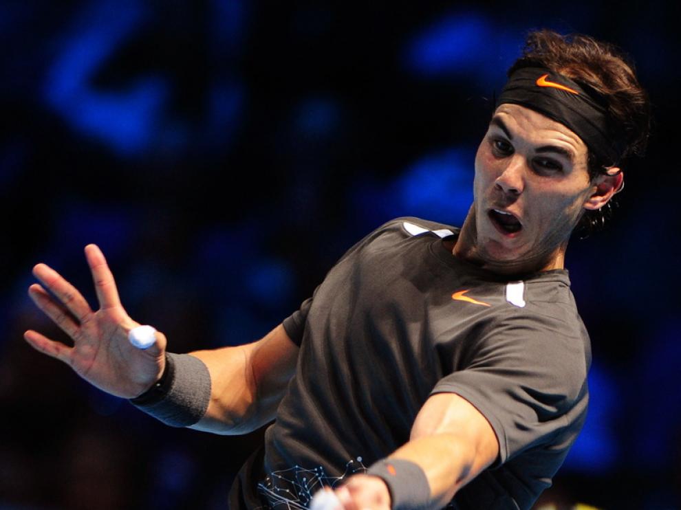 Rafael Nadal durante el encuentro en la Copa de Maestros