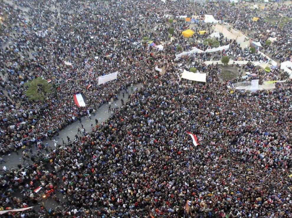 Imágenes de la plaza Tahir en El Cairo este martes