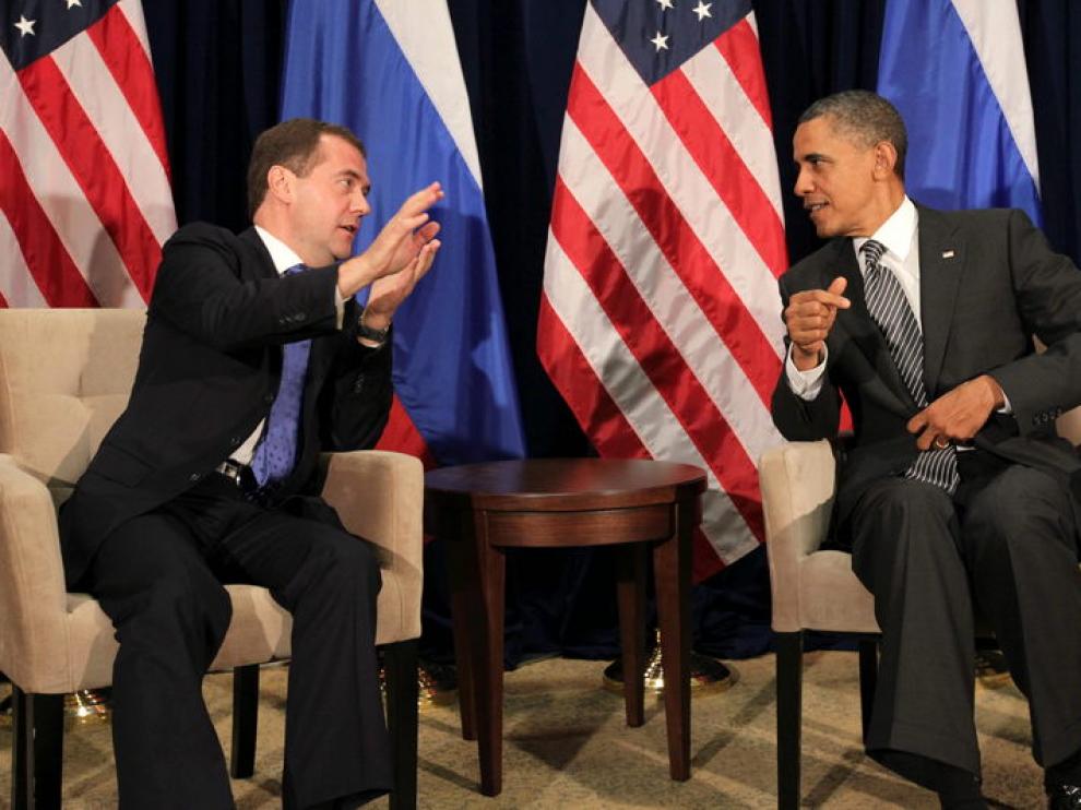 Una imagen de archivo de una reunión entre Barack Obama y el Dmitri Medvédev