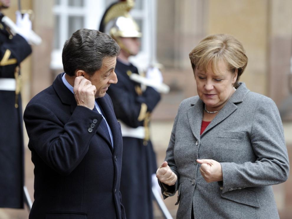 Reunión de Merkel y Sarkozy en Estrasburgo