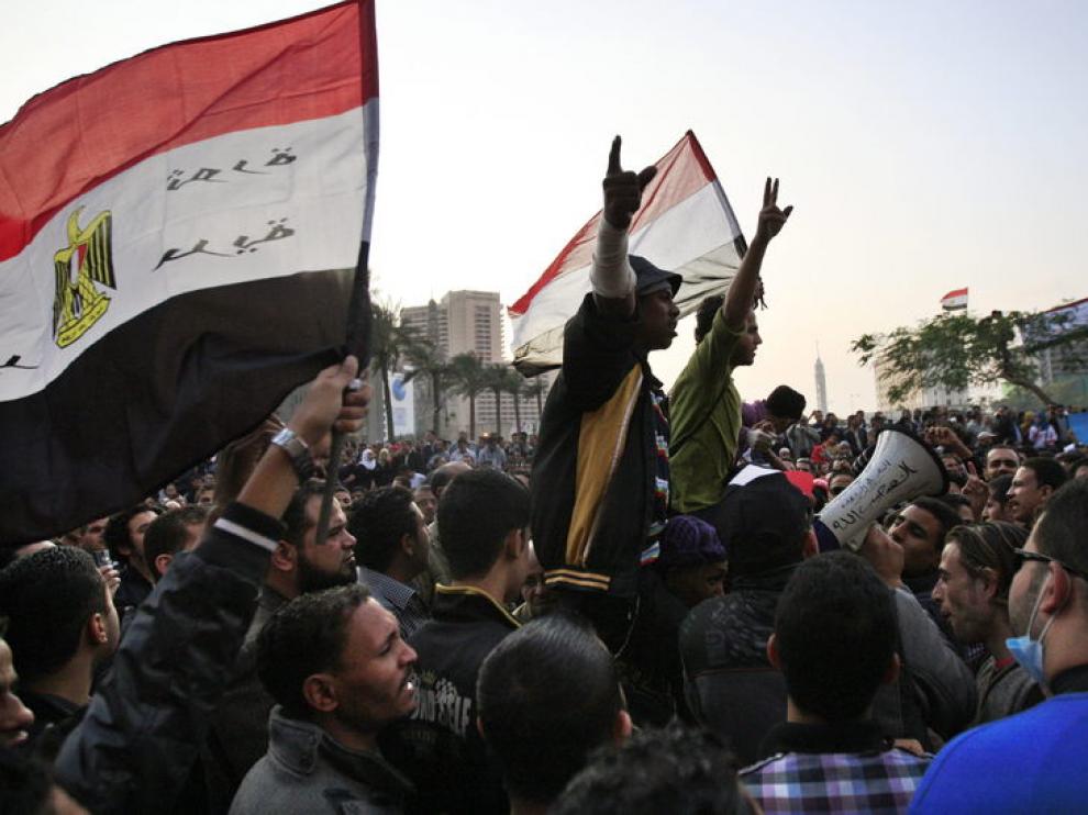 Manifestantes en Tahrir