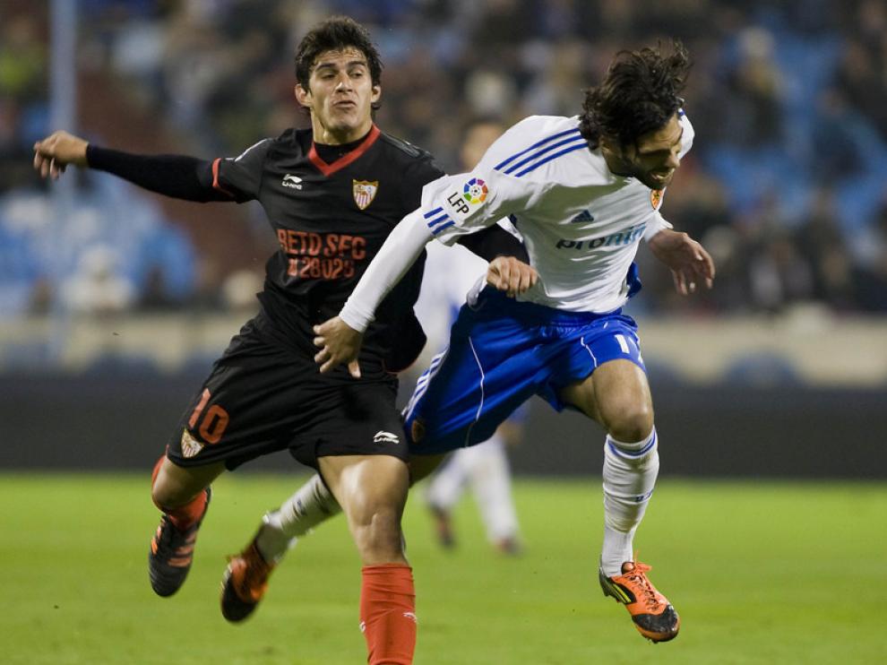 Partido en La Romareda entre el Real Zaragoza y el Sevilla