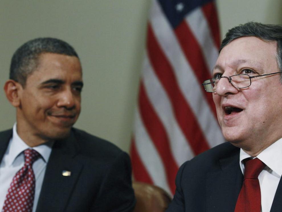 Obama y Barroso durante la reunión que mantuvieron este lunes