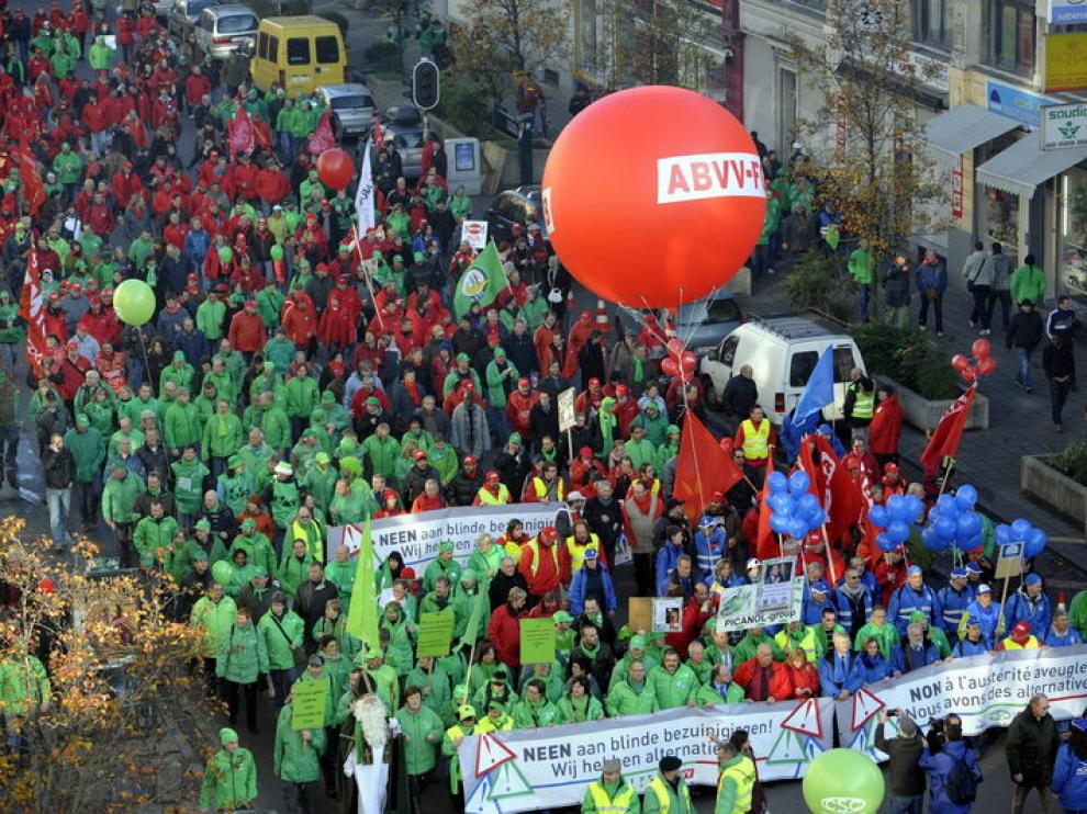 Manifestación por las calles de Bruselas
