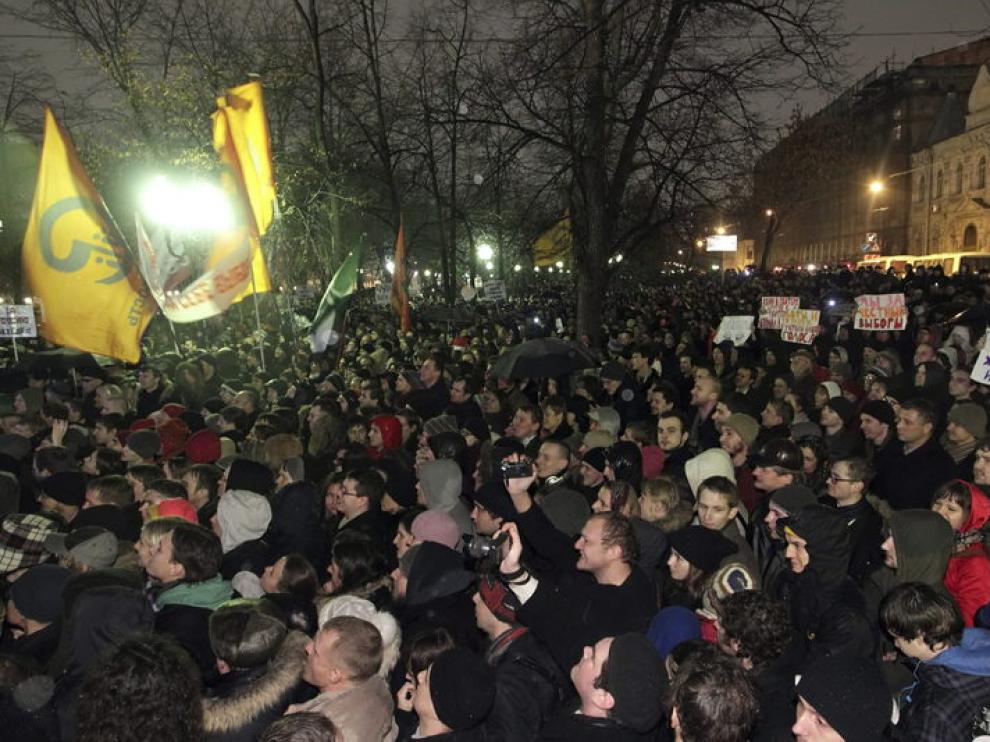 Manifestantes en Moscú
