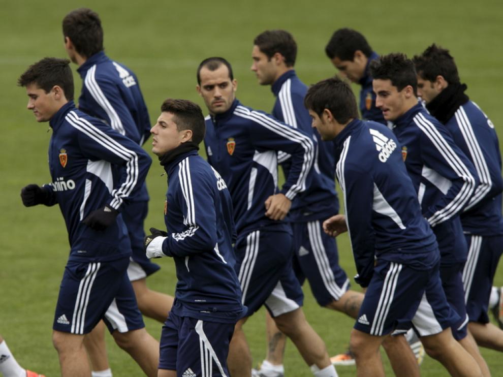 Entrenamiento del Real Zaragoza tras la derrota de Granada