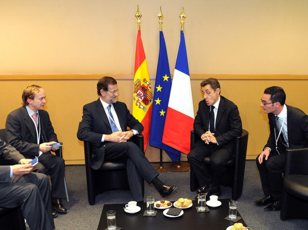 Rajoy, durante el encuentro que ha mantenido con Nicolás Sarkozy