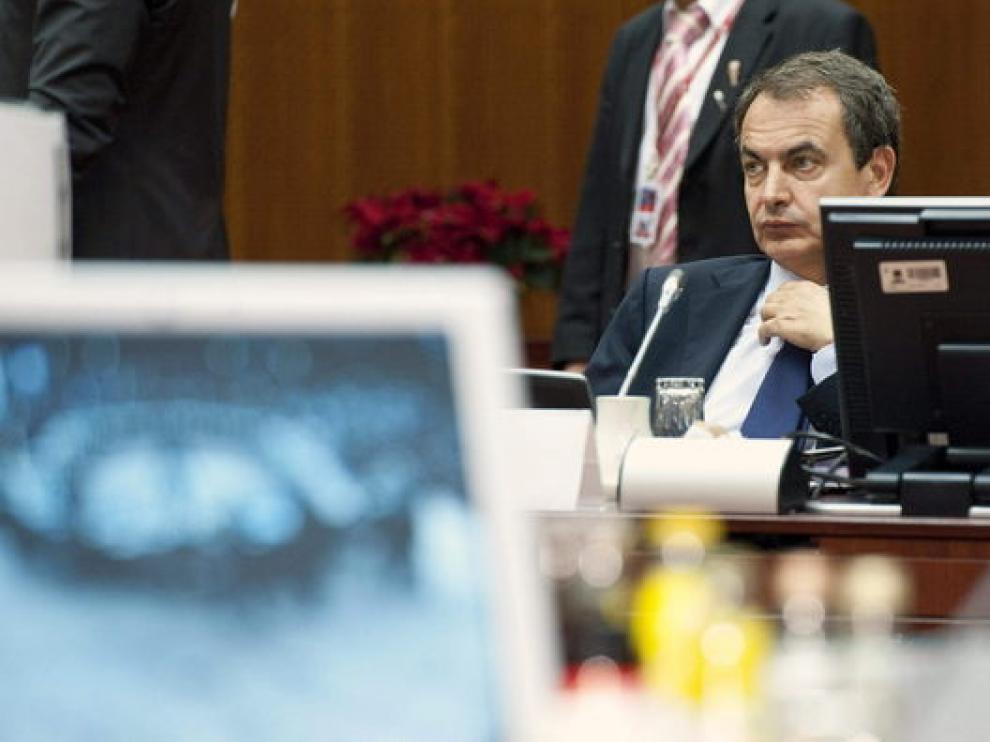 El presidente del Gobierno en funciones, José Luis Rodríguez Zapatero, en Bruselas