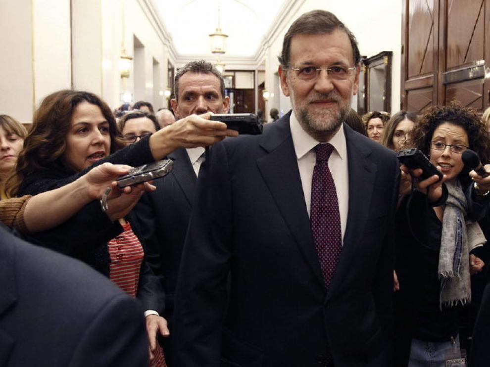 Rajoy, a su llegada al Congreso