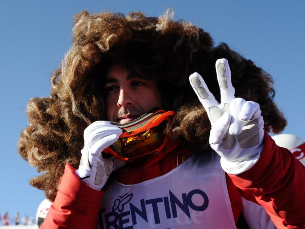 Fernando Alonso durante la exhibición de este viernes
