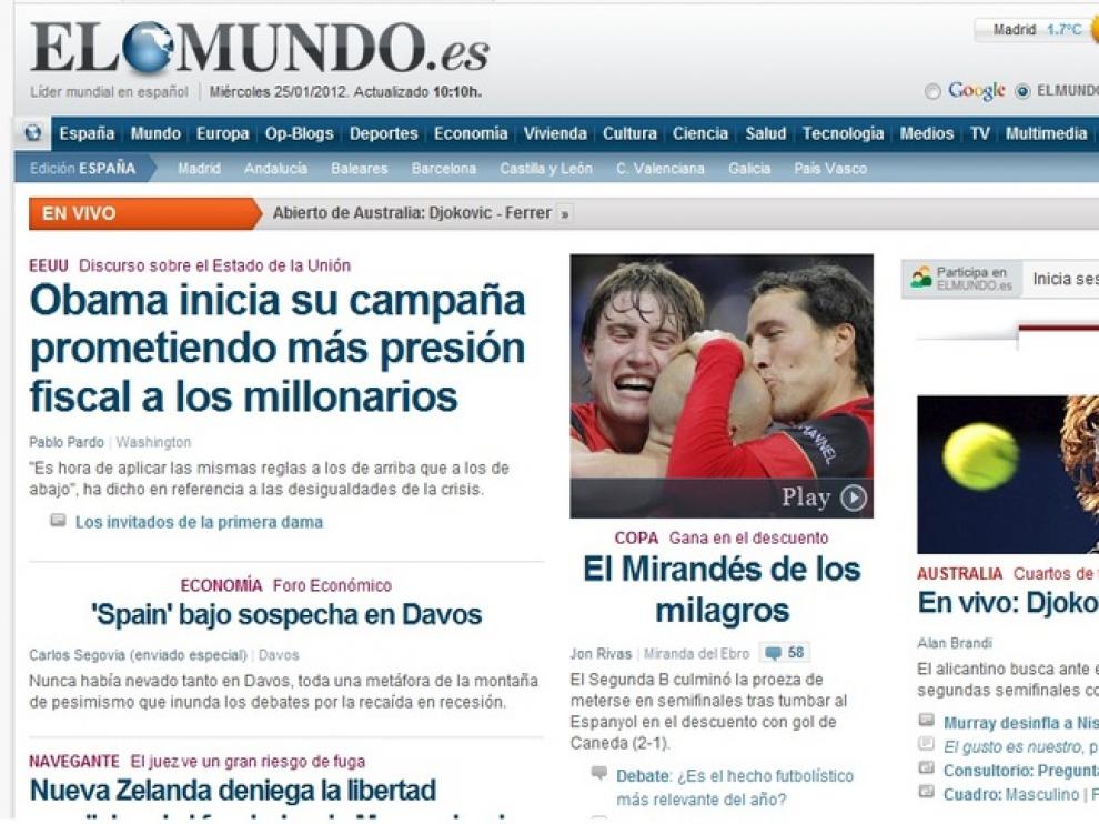 Portada de El Mundo