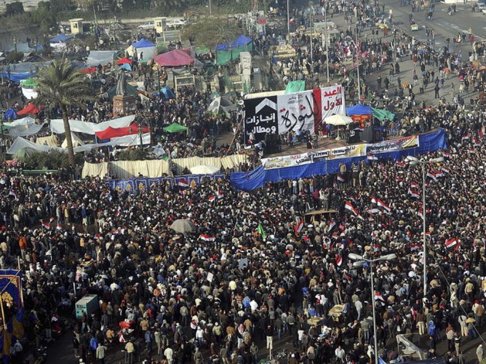 Vista aérea de la plaza de Tahrir