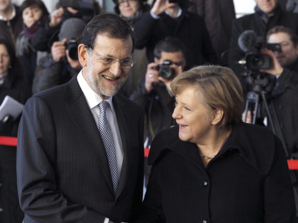 La canciller alemana, Angela Merkel, recibe este mediodía al presidente del Gobierno español, Mariano Rajo