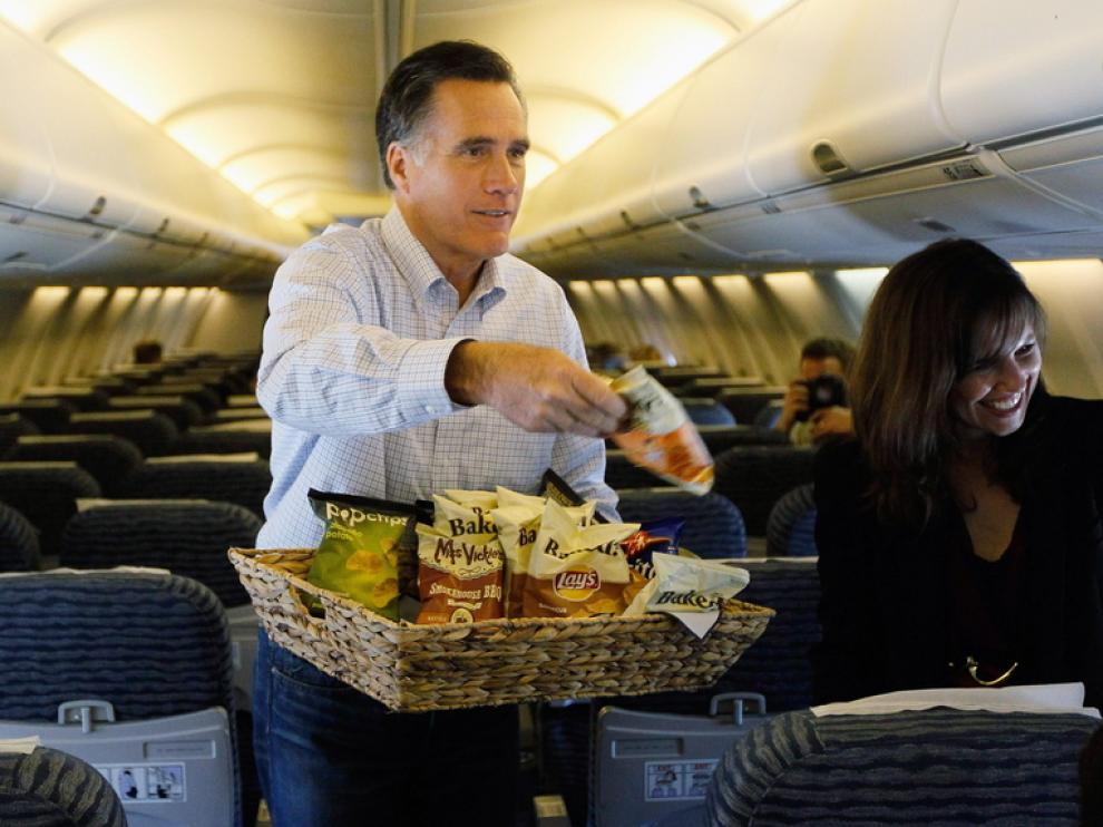 Romney en un avión