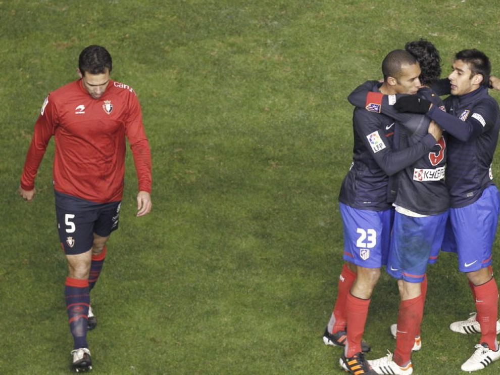 Los jugadores del Atlético celebran la victoria