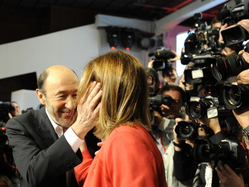 Rubalcaba y Chacón, tras concluir sus discursos