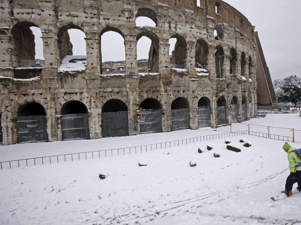 Imagen de este sábado de Roma, donde también ha llegado la ola de frío siberiano