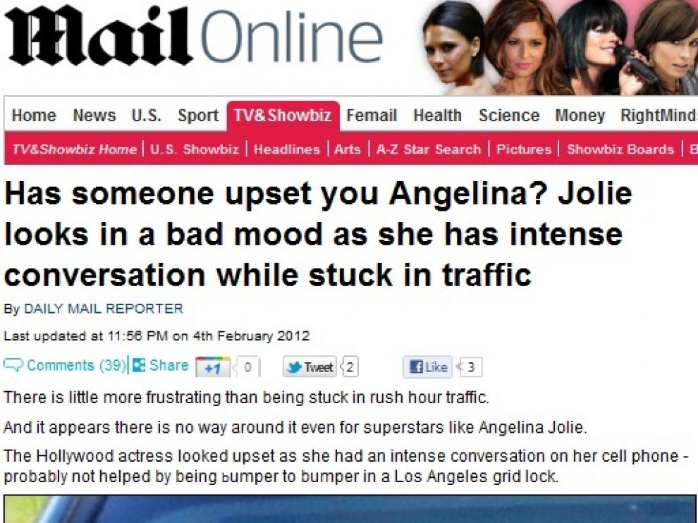 Imagen de Angelina Jolie enfadada publicada por el 'Daily Mail'