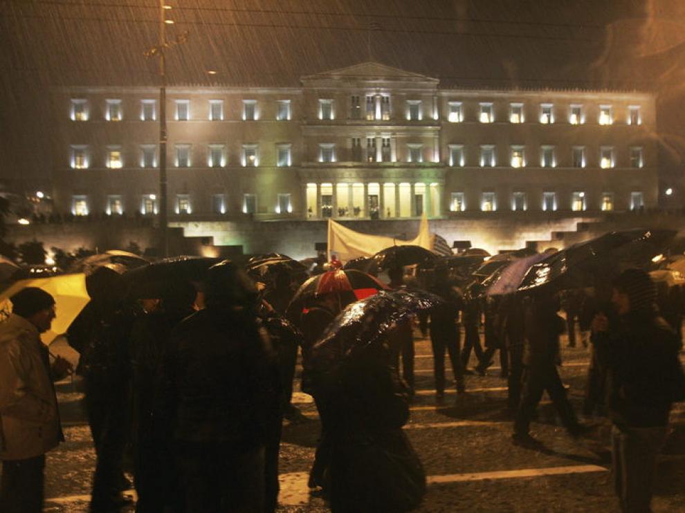 Protesta de este lunes en Atenas