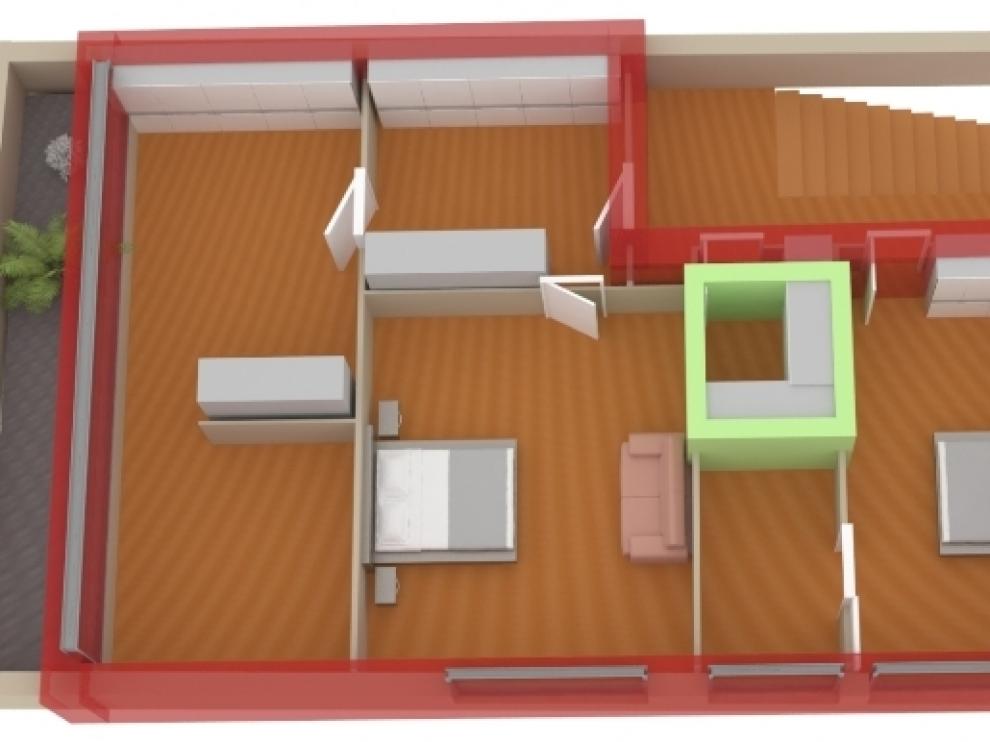Plano de una habitación del pánico