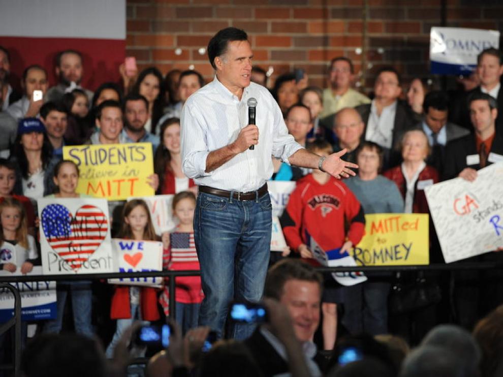 Imagen de archivo de Mitt Romney durante un acto de campaña.