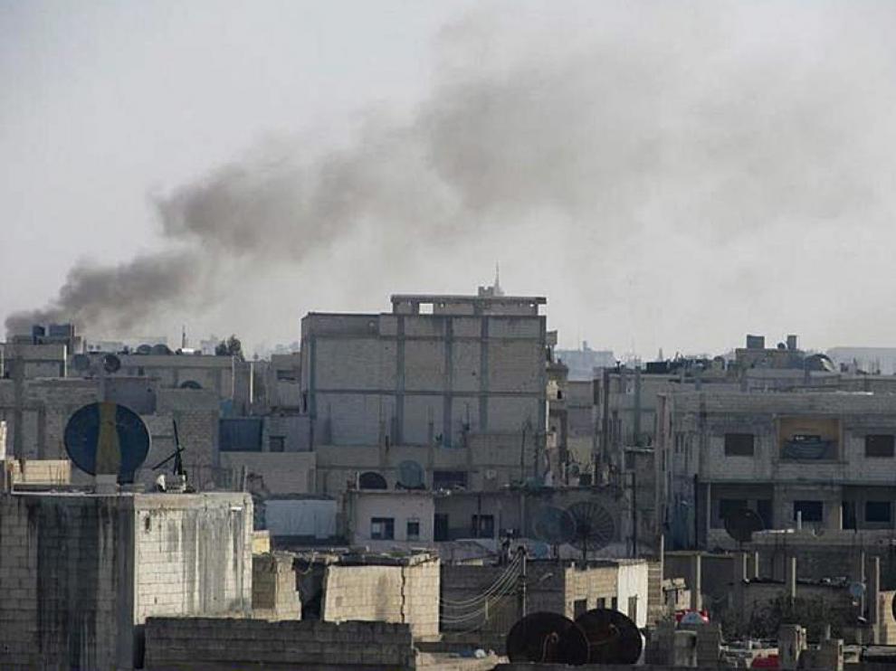 Imagen de los bombardeos sobre Homs