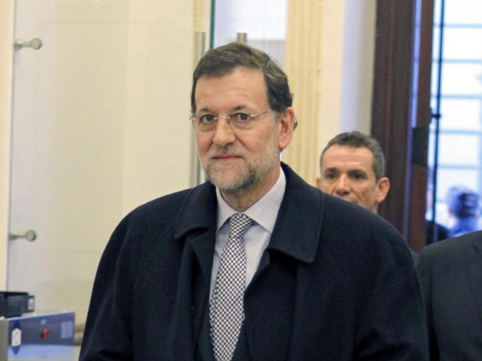 Rajoy, a su llegada al Congreso
