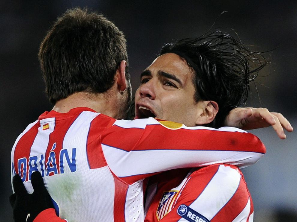 Falcao, jugador del Atlético de Madrid, celebra el tanto marcado durante el encuentro.