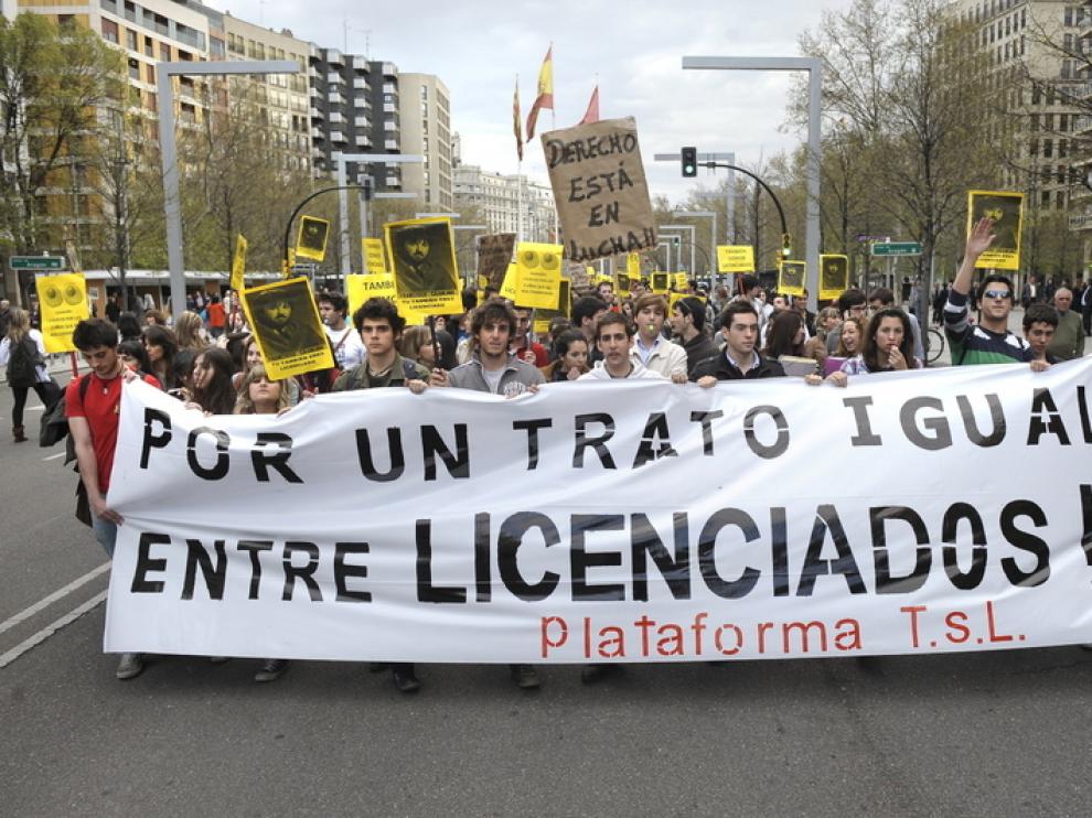 Imagen de la manifestación de estudiantes de Derecho el pasado mes de marzo