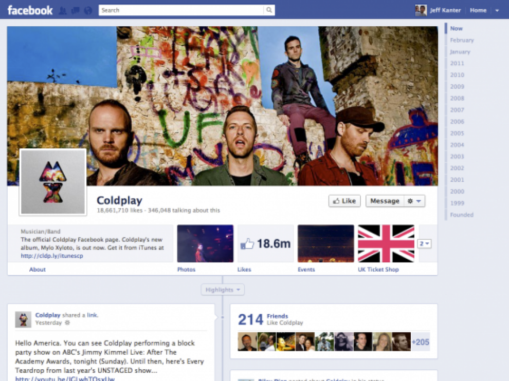 El timeline de Facebook