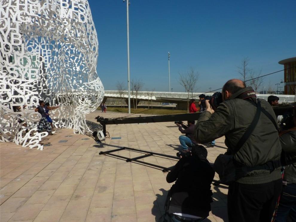Escena del rodaje de la película 'Anna Bond' en Zaragoza